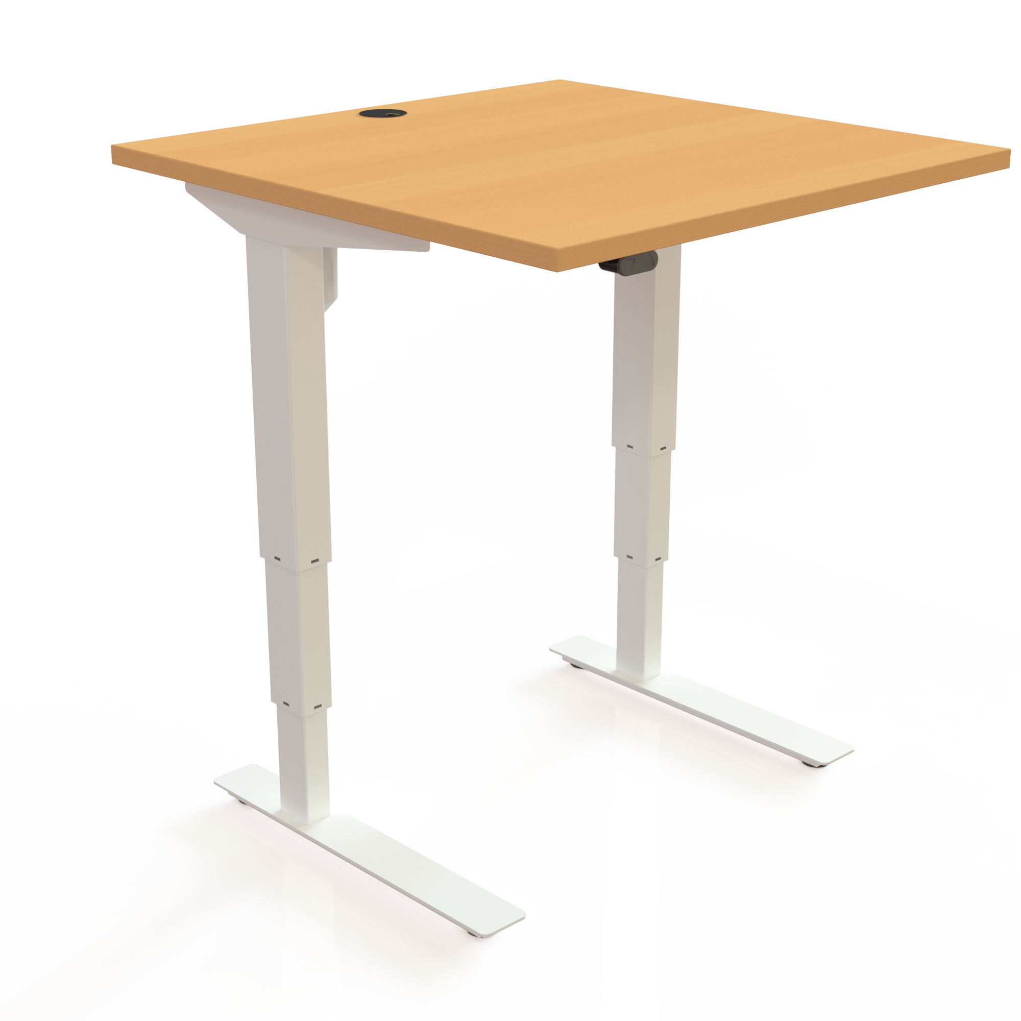 Electric Adjustable Desk | 80x80 cm | Beech with white frame