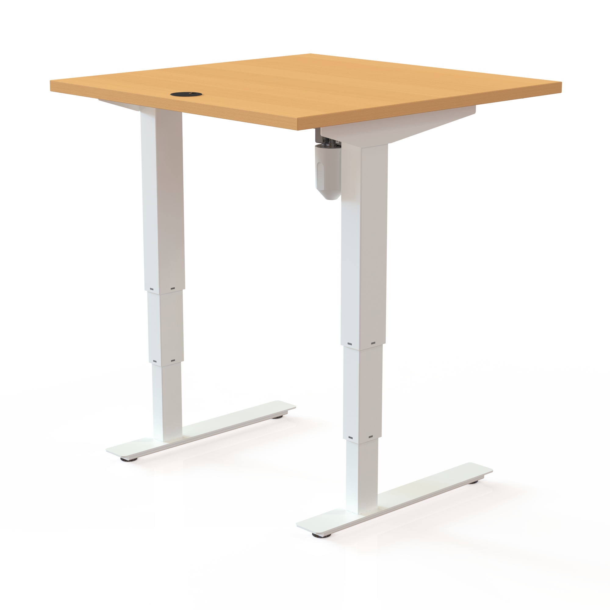 Electric Adjustable Desk | 80x80 cm | Beech with white frame